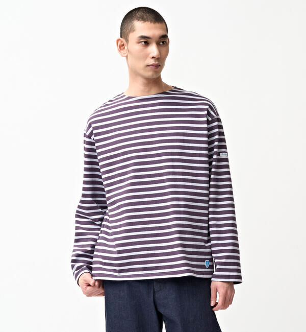 ORCIVAL「ORCIVAL | コットンロード クルーネック ワイドフレンチバスクTシャツ MEN」|Tシャツ・カットソー|PURPLE系1
