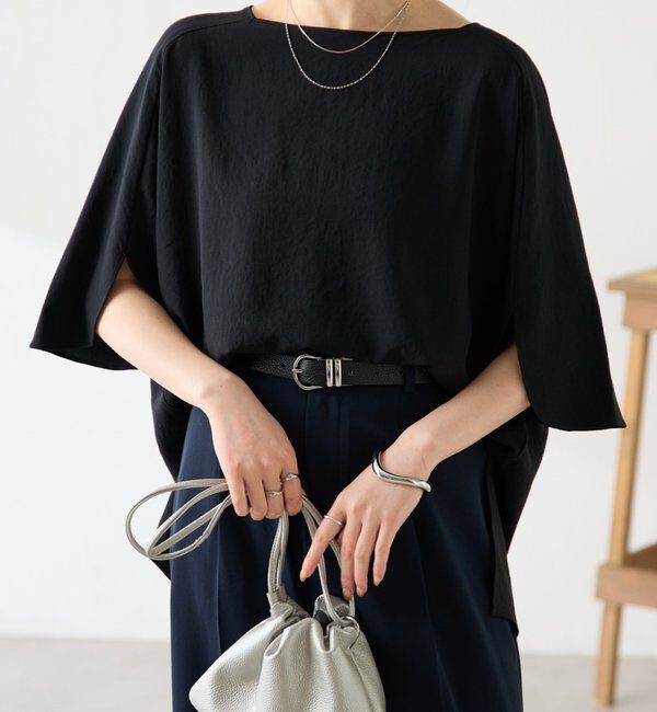  「《接触冷感/UVカット/体型カバーに◎》ジャージスクエアブラウス」|シャツ・ブラウス|