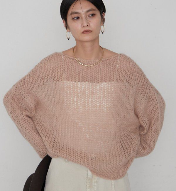  「≪好評につき再登場/洗える≫【earthy_/アーシー】シアーハンドライクニット」|ニット・セーター|ベージュ