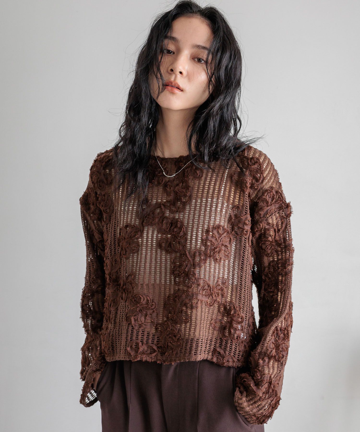 LOWRYS FARM「３ＤレースプルオーバーＬＳ」|Tシャツ・カットソー|BRN8