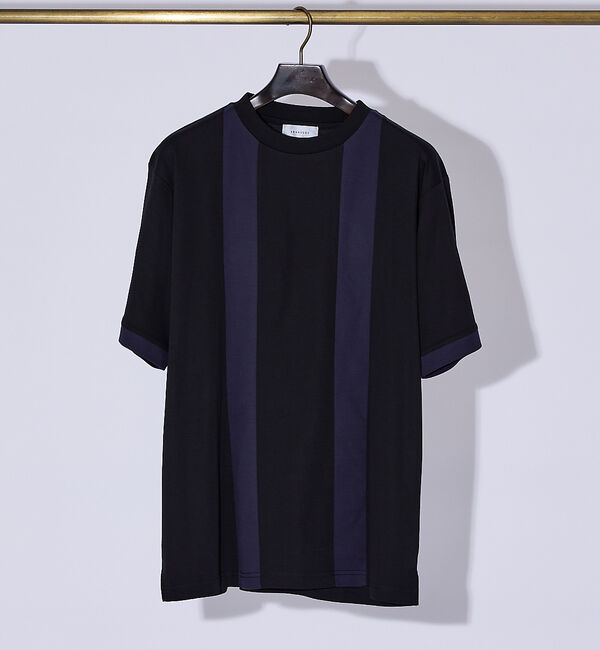 ABAHOUSE「パネルストライプ Tシャツ」|Tシャツ・カットソー|ブラック