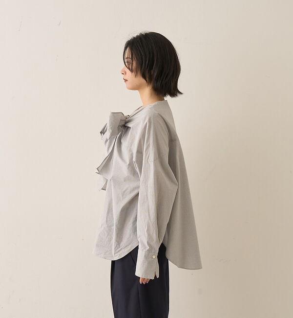 Rouge vif「コットンチェックリボンブラウス」|シャツ・ブラウス|