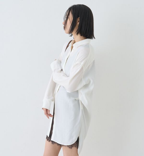 Rouge vif「ウエストタックドレープロングシャツ」|シャツ・ブラウス|