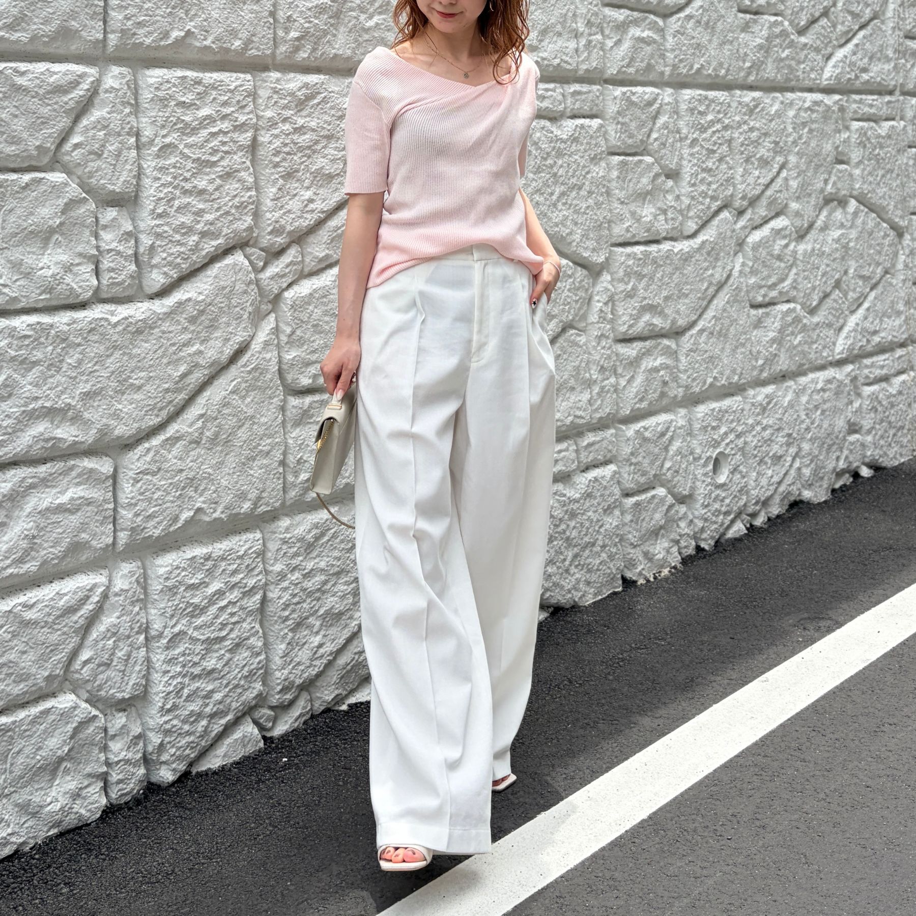 Rouge vif「【一部店舗 / WEB限定】ハーフスリーブドレープリブニット」|ニット・セーター|