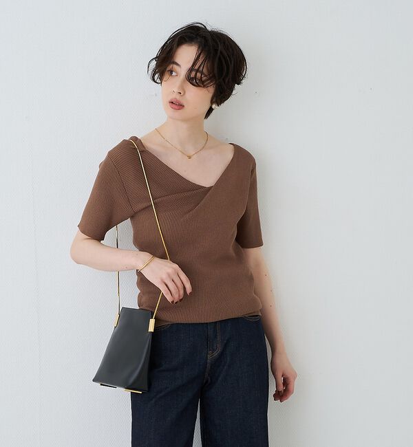 Rouge vif「【一部店舗 / WEB限定】ハーフスリーブドレープリブニット」|ニット・セーター|