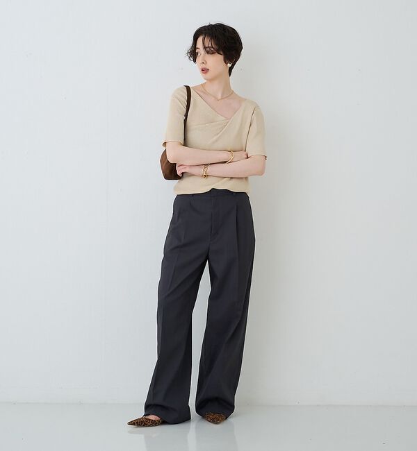 Rouge vif「【一部店舗 / WEB限定】ハーフスリーブドレープリブニット」|ニット・セーター|