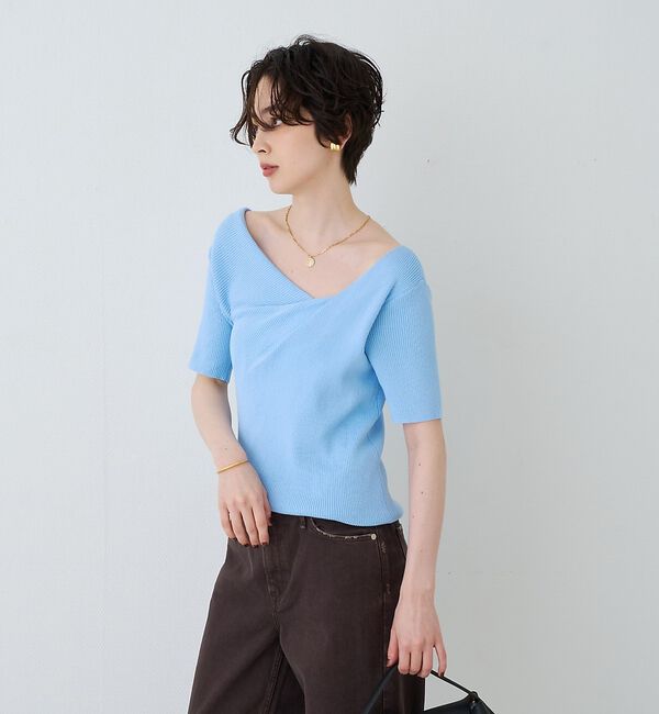 Rouge vif「【一部店舗 / WEB限定】ハーフスリーブドレープリブニット」|ニット・セーター|