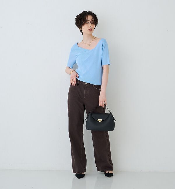 Rouge vif「【一部店舗 / WEB限定】ハーフスリーブドレープリブニット」|ニット・セーター|