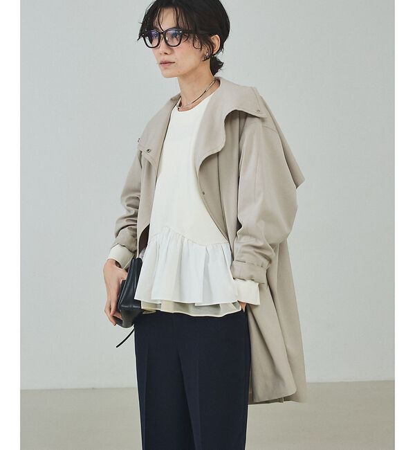 qualite「【CLASSY掲載・大人のスプリングコート】オーバースタンドコート」|トレンチコート|