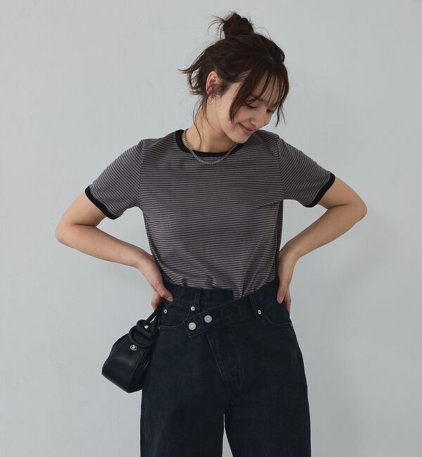 abahouse mavie「【リンガーT】ボーダーコンパクトTシャツ」|Tシャツ・カットソー|