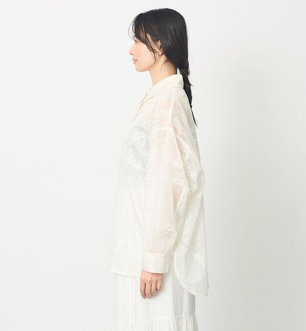abahouse mavie「【シアー素材】総レースクレリックシャツ/春服/レイヤード/透け感/大人フェミニン」|シャツ・ブラウス|