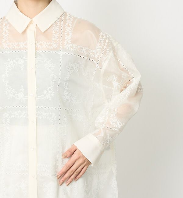 abahouse mavie「【シアー素材】総レースクレリックシャツ/春服/レイヤード/透け感/大人フェミニン」|シャツ・ブラウス|