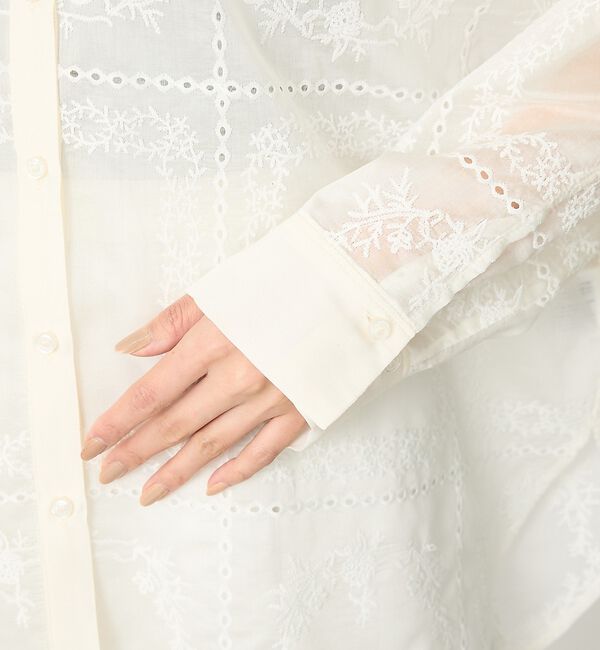 abahouse mavie「【シアー素材】総レースクレリックシャツ/春服/レイヤード/透け感/大人フェミニン」|シャツ・ブラウス|