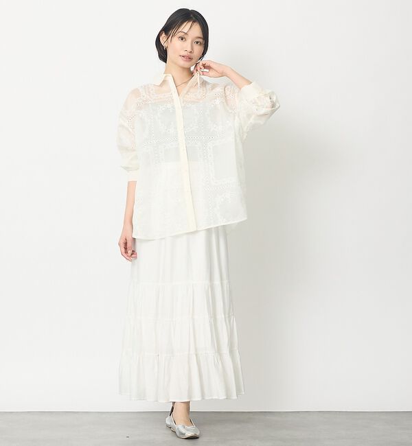 abahouse mavie「【シアー素材】総レースクレリックシャツ/春服/レイヤード/透け感/大人フェミニン」|シャツ・ブラウス|