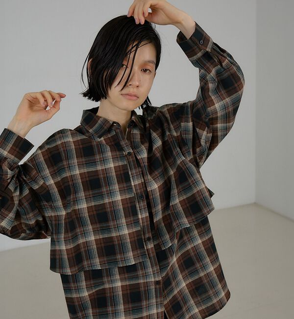 NOMINE「チェック/オックス ロングヨーク オーバーサイズ シャツ｜ユニセックス セットア」|シャツ・ブラウス|