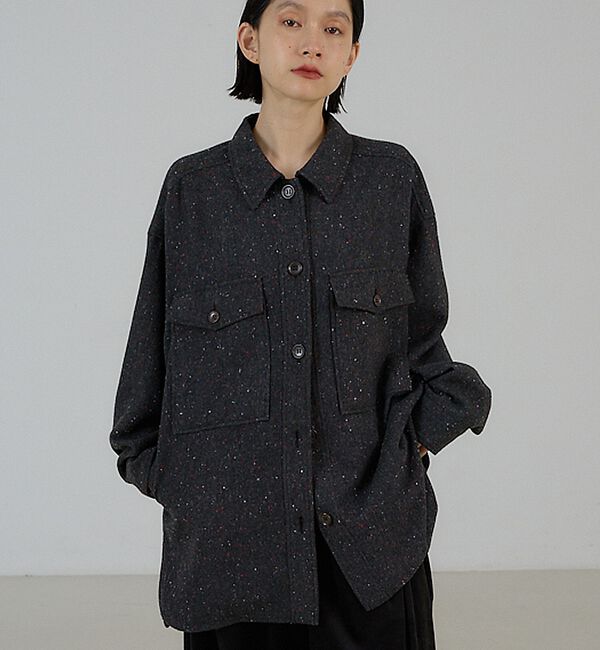 NOMINE「【セットアップ対応】フラップポケット オーバーシャツジャケット｜ピンストライプ/」|シャツ・ブラウス|チャコールグレー