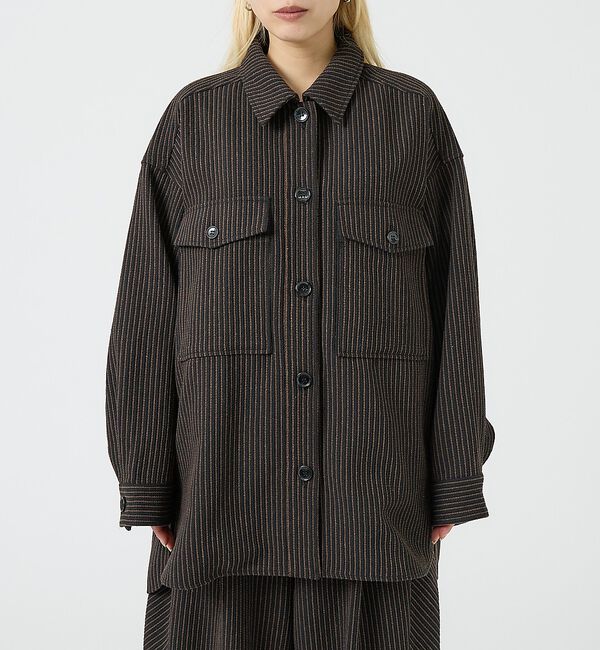 NOMINE「【セットアップ対応】フラップポケット オーバーシャツジャケット｜ピンストライプ/」|シャツ・ブラウス|