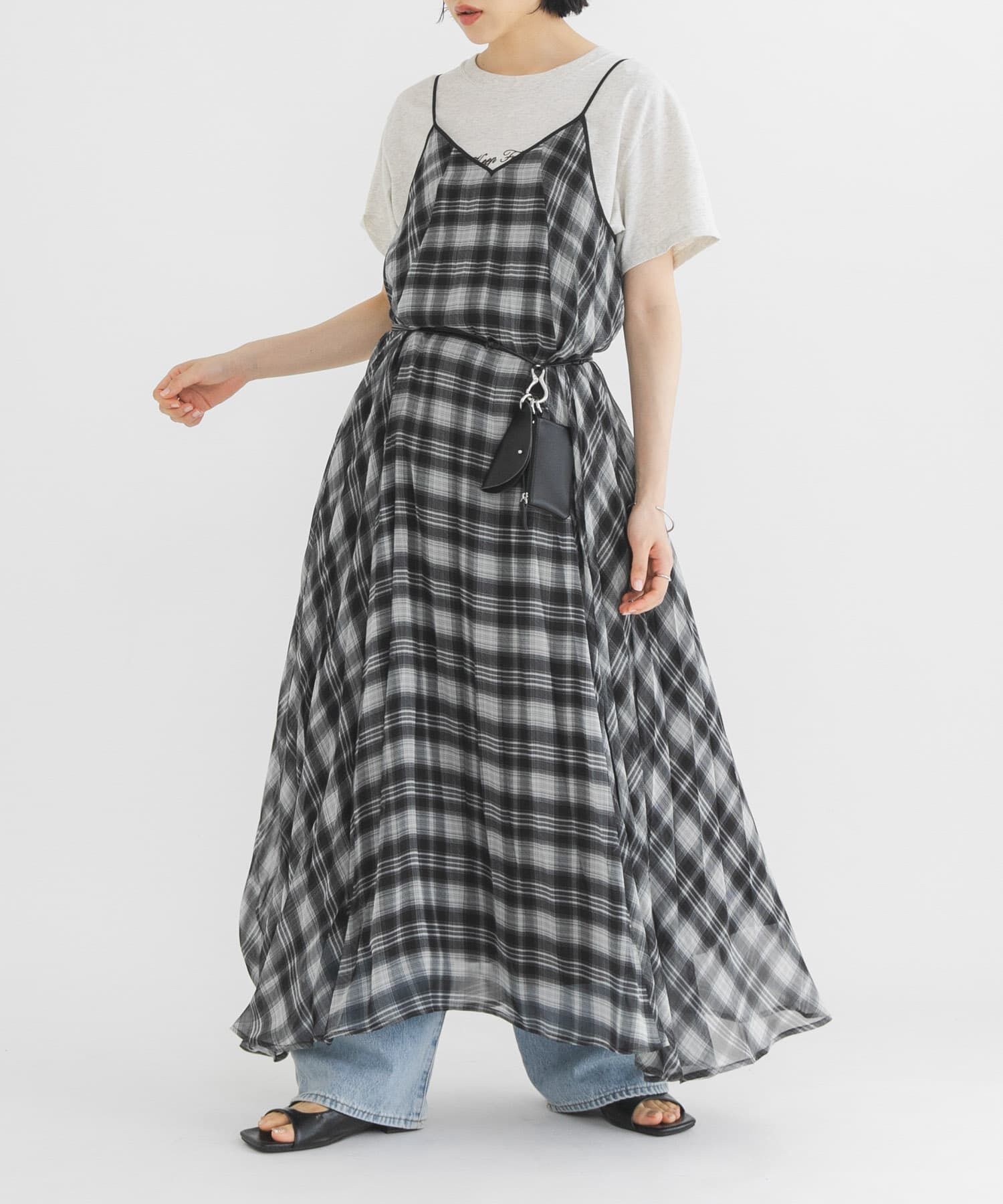  「チェックプリーツキャミワンピース」|その他|