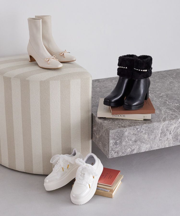Maison de FLEUR「リボンビジューニットブーツ」|ショートブーツ|