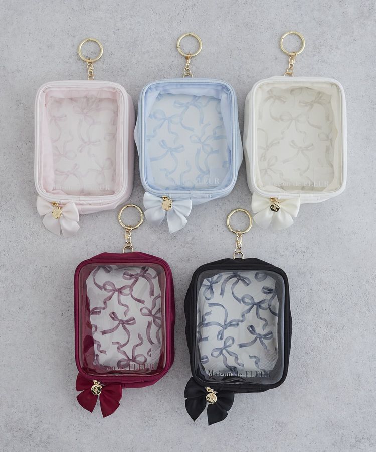 Maison de FLEUR「【5色展開】リボンプリントクリアポーチ」|ポーチ|