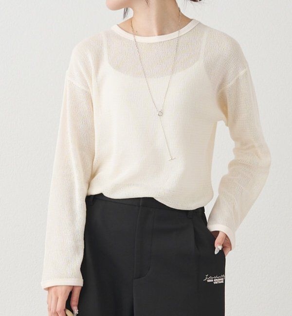  「コットンメッシュロングスリーブT」|Tシャツ・カットソー|ナチュラル
