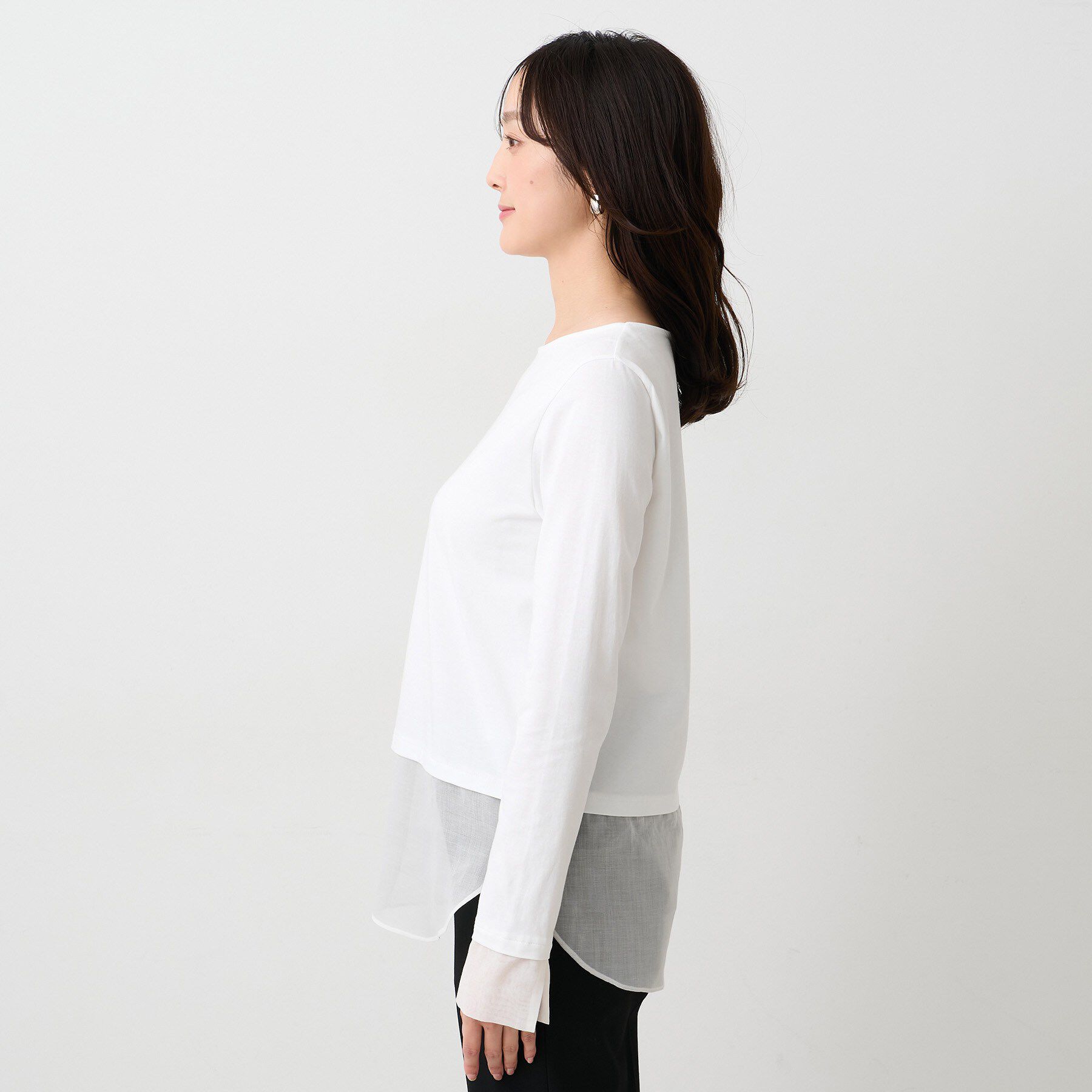 UNTITLED「【洗える/Tシャツ】シャツディテールレイヤードプルオーバー」|Tシャツ・カットソー|