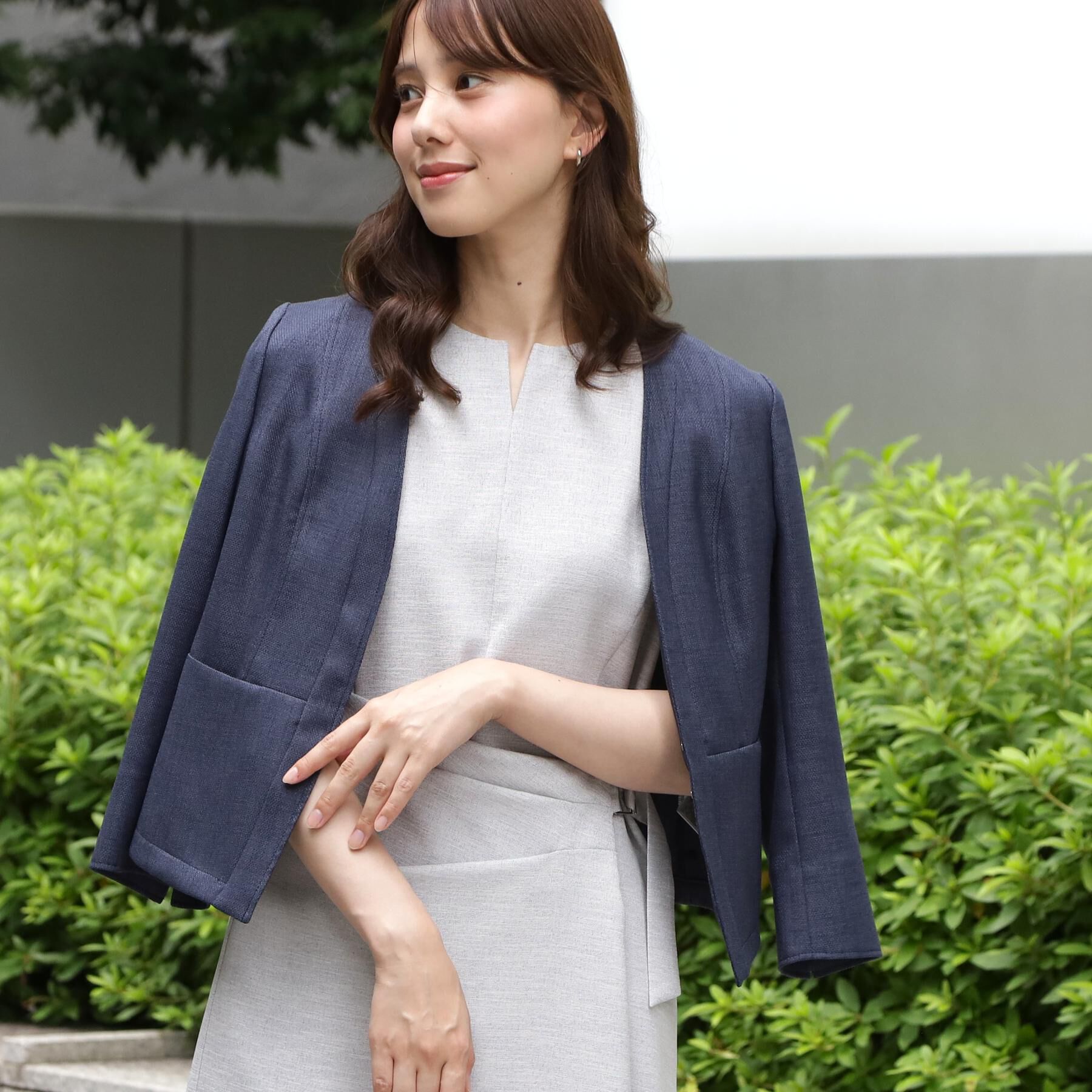 COUP DE CHANCE「【手洗い可／日本製／UVケア】リネンライク カラーレスジャケット」|ノーカラージャケット|