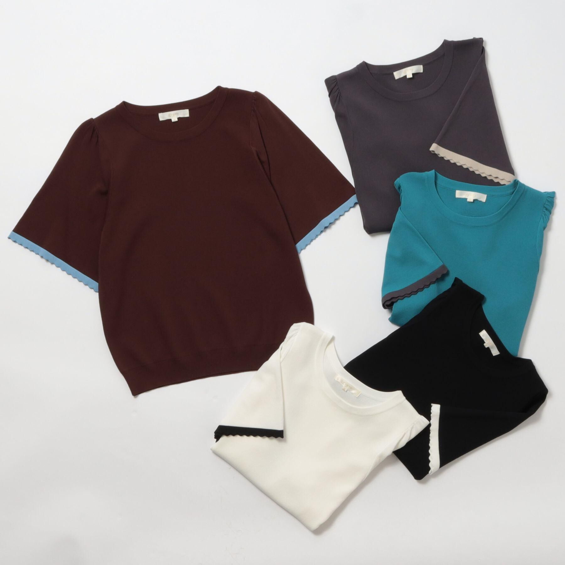 grove「高評価！【シリーズ累計36万枚！名品ニット】やわらかドライタッチ スカラップスリーブニット」|ニット・セーター|