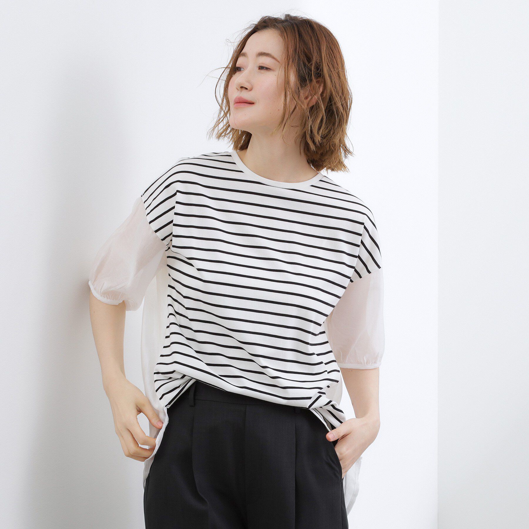 grove「【貴島明日香さん着用/UVカット】体型カバー叶う、バックプリーツTシャツ」|Tシャツ・カットソー|