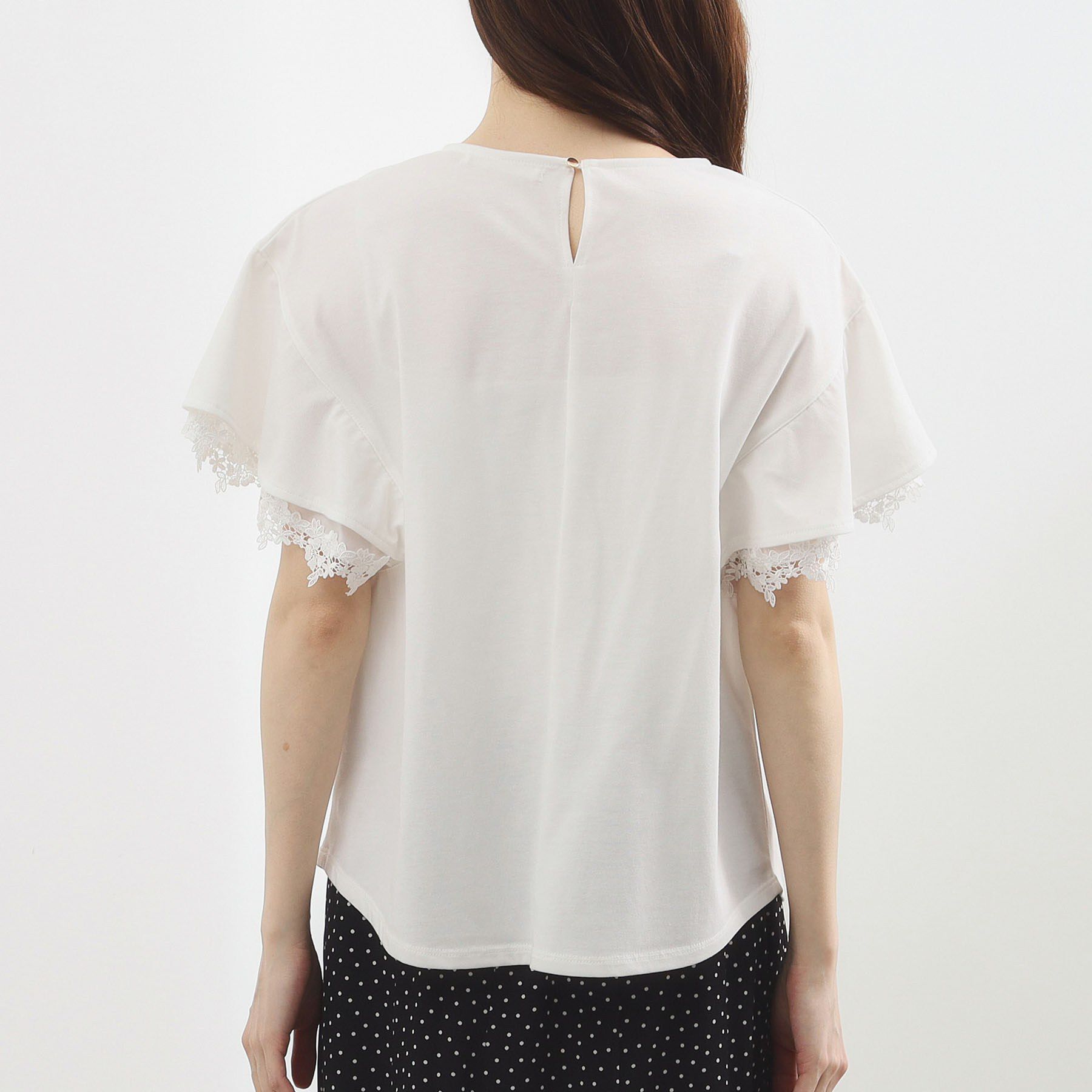 grove「【二の腕カバー、UV/ひんやり】涼しく華やかに、レースレイヤードスリーブTシャツ」|Tシャツ・カットソー|