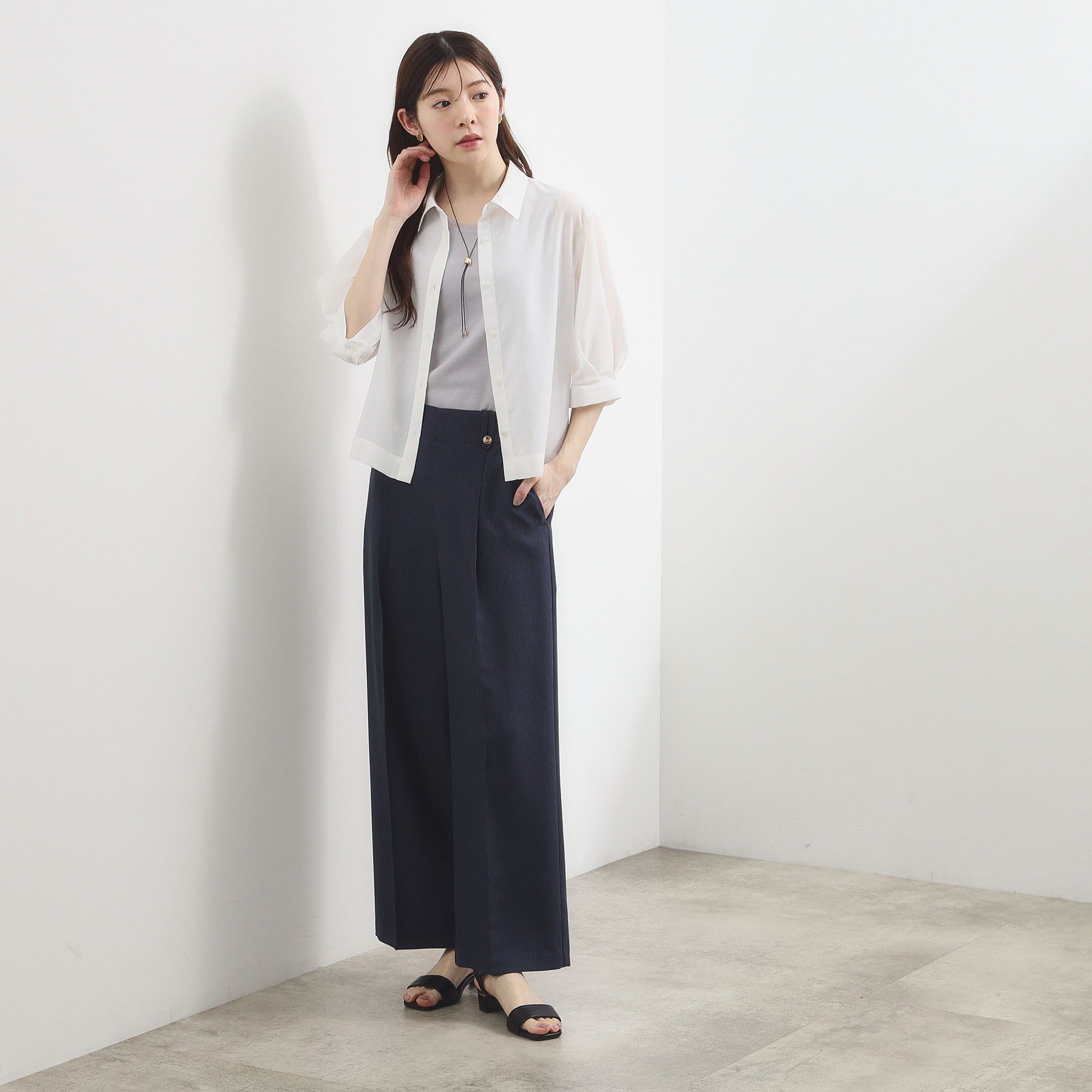 grove「【2点SET・二の腕カバー】レースベスト&times;シアーブラウスSET」|シャツ・ブラウス|