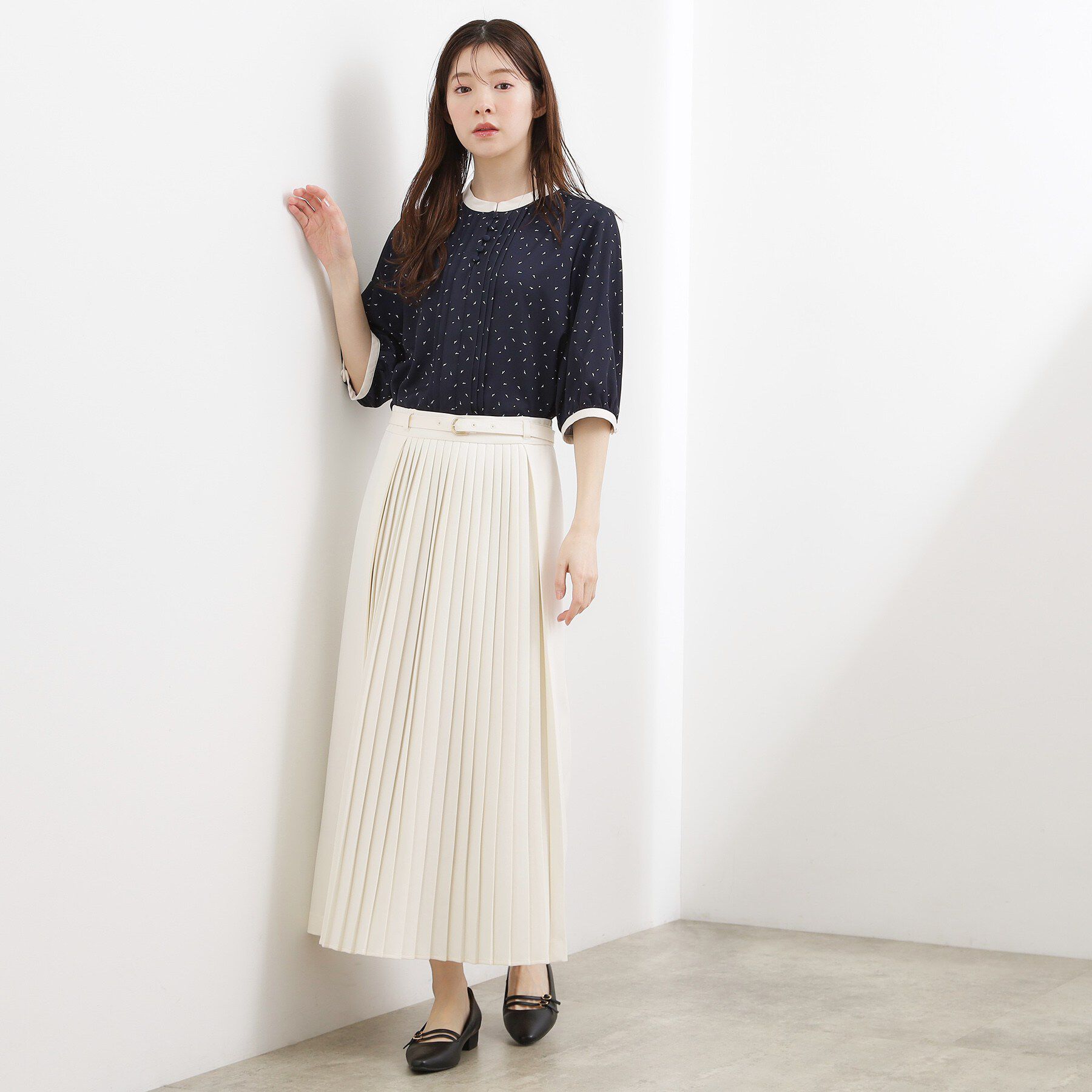 grove「【二の腕カバー・お仕事】フロントタック配色ブラウス」|シャツ・ブラウス|