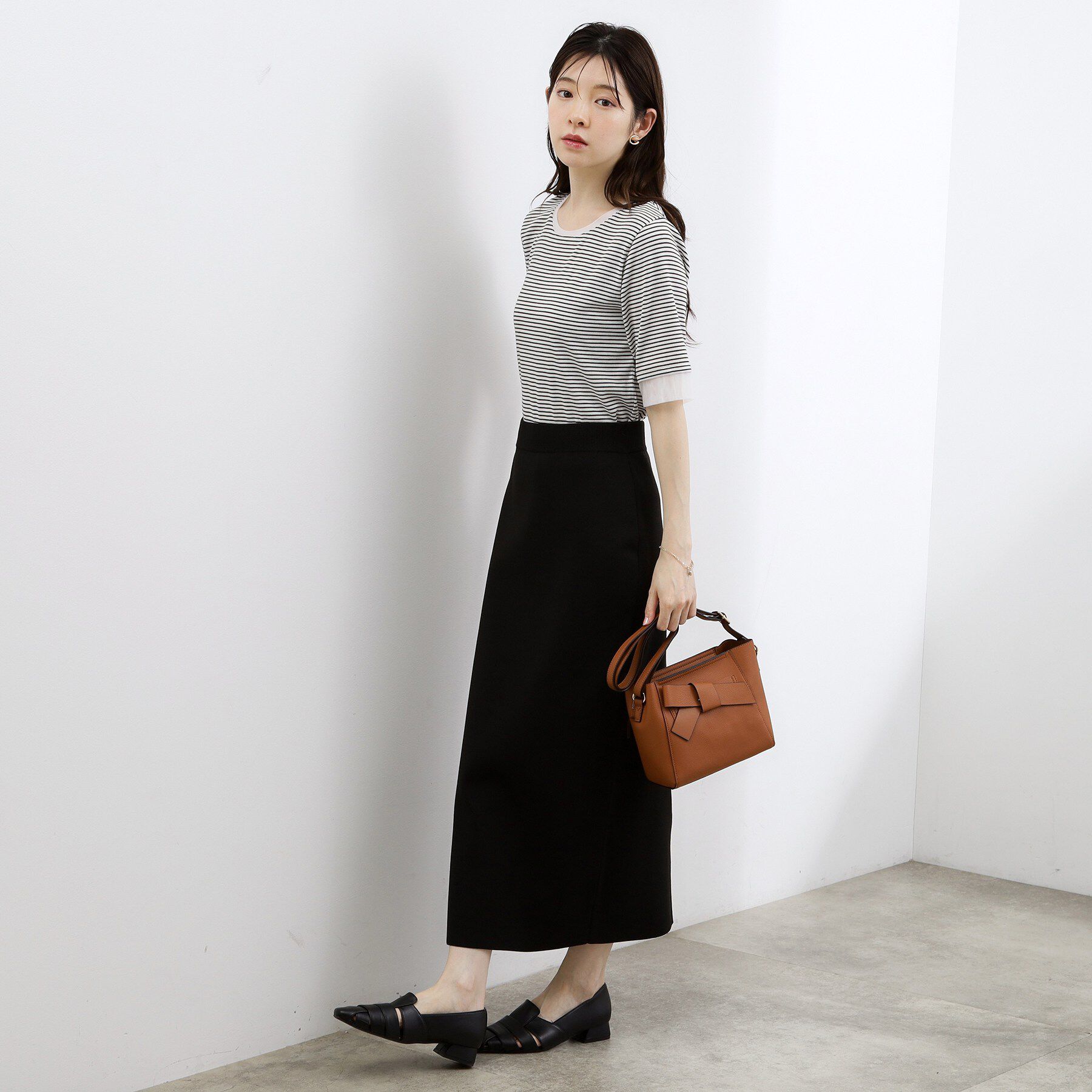 grove「【ひんやり・UVカット】チュールトリミング5分袖Tシャツ」|Tシャツ・カットソー|