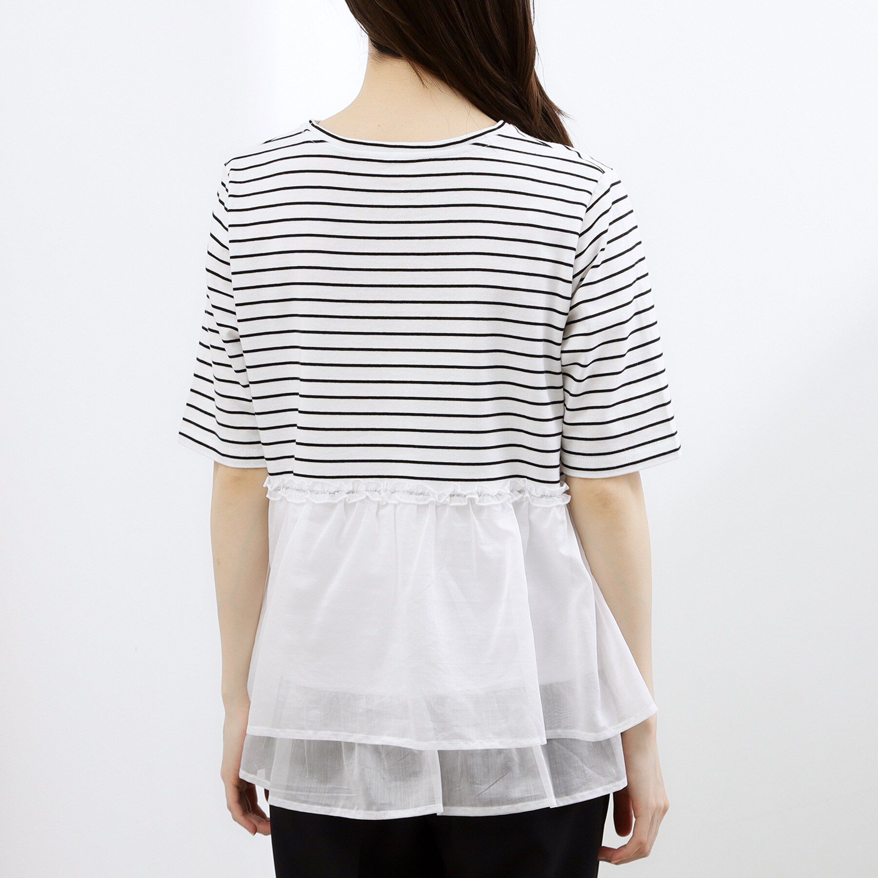 grove「【体型カバー】INせず決まる、ウエストシアーフリルTシャツ」|Tシャツ・カットソー|