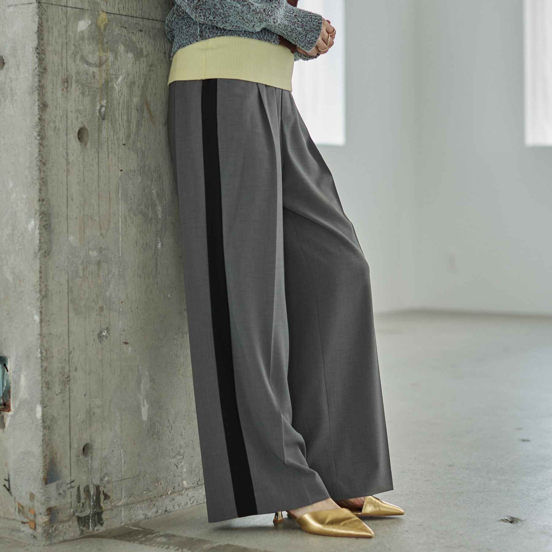 GALLEST「Comfy SET UP｜イージーサイドラインワイドパンツ【セットアップ対応／通勤／カセット服／接触」|その他|チャコールグレー(3