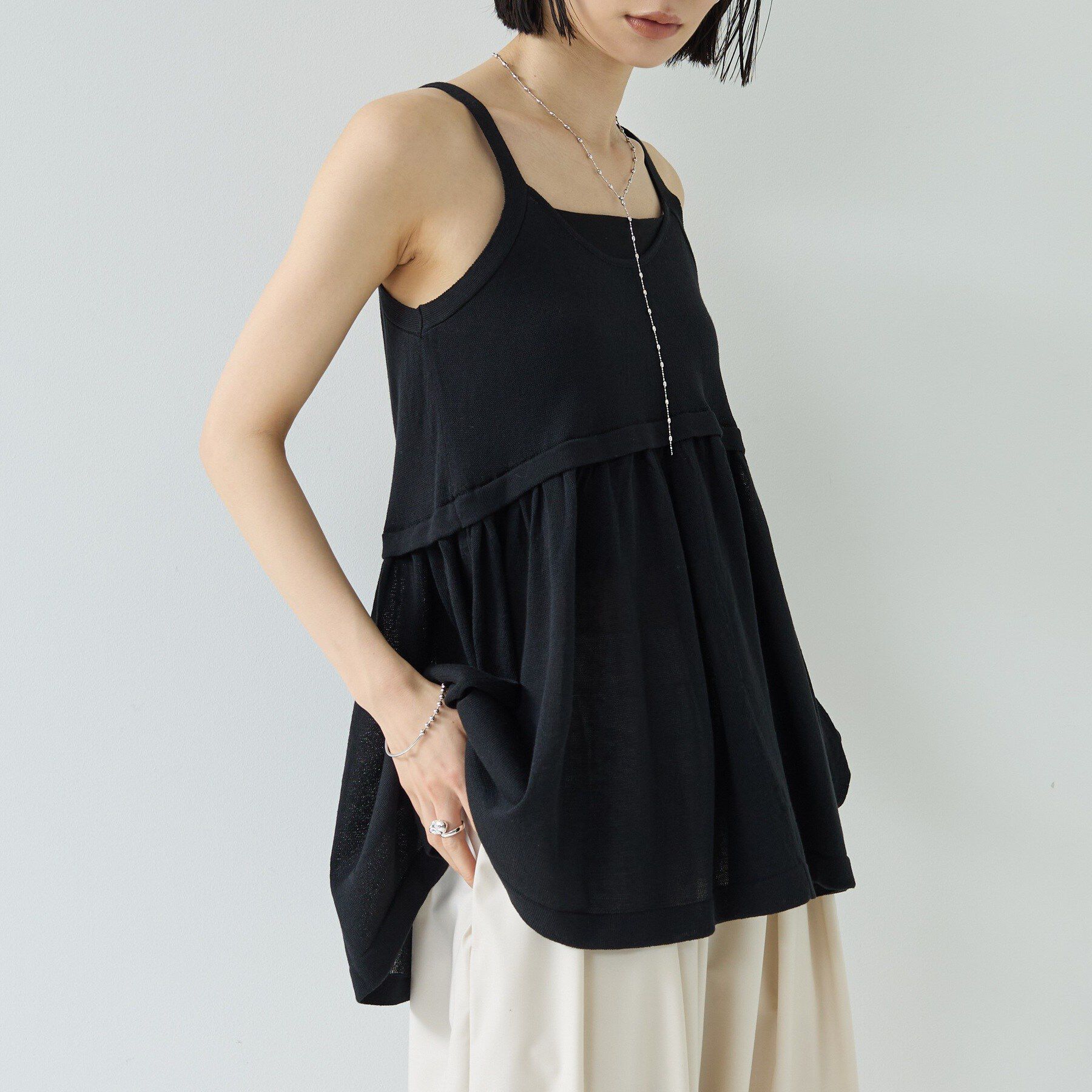 GALLEST「ギャザーフレアニットキャミ」|ニット・セーター|