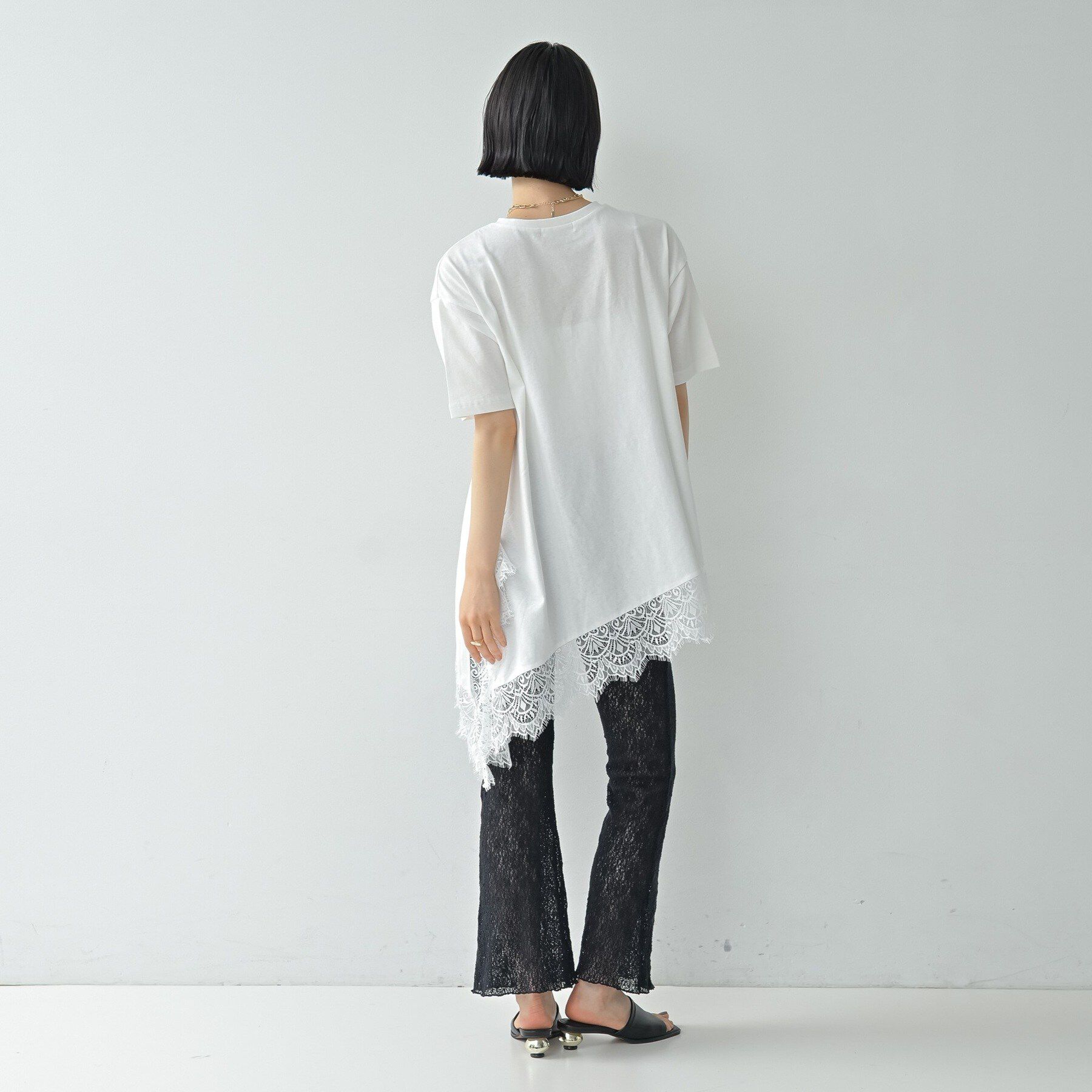 GALLEST「裾レースアシメカットソー」|Tシャツ・カットソー|