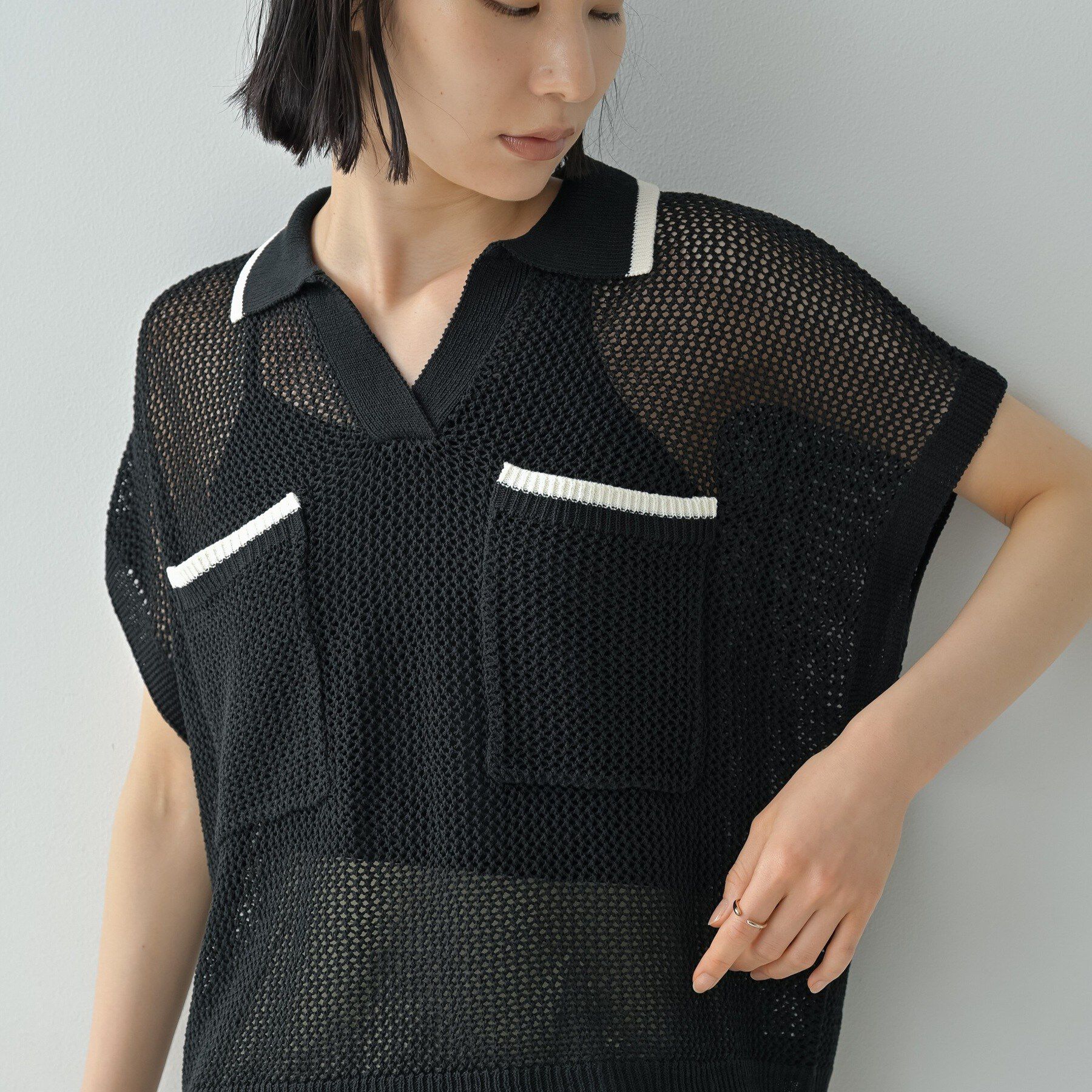 GALLEST「メッシュポロドルマンニット」|ニット・セーター|