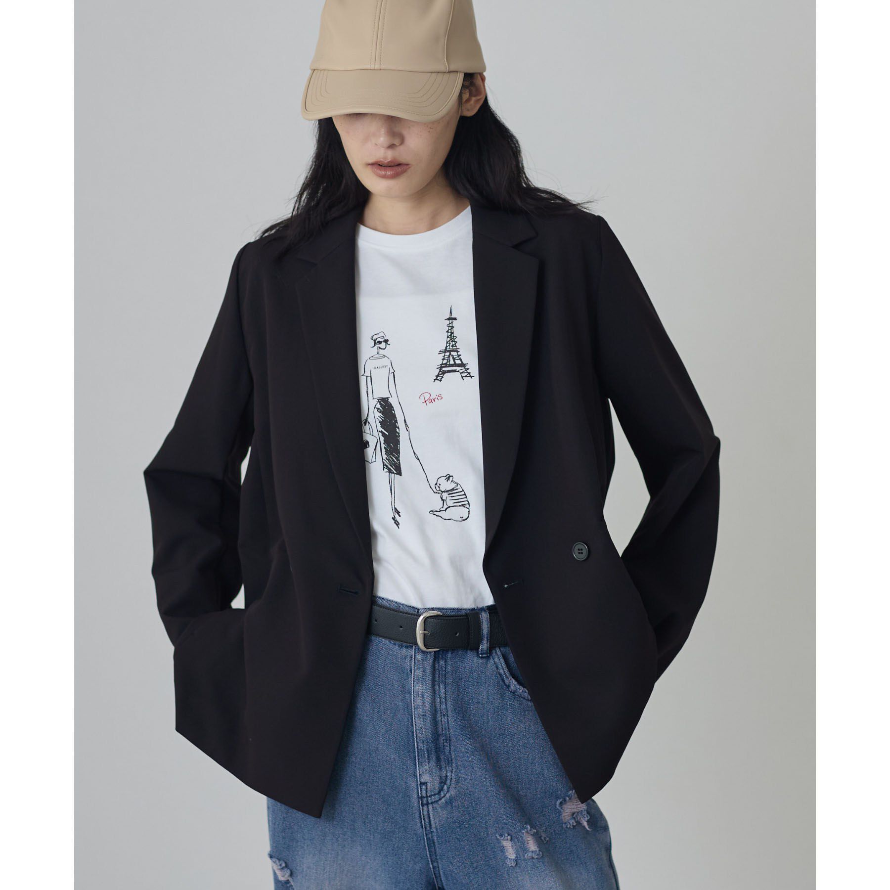 GALLEST「Comfy Set Up｜ダブルブレストイージージャケット【セットアップ対応／通勤／カセット服】」|テーラードジャケット|