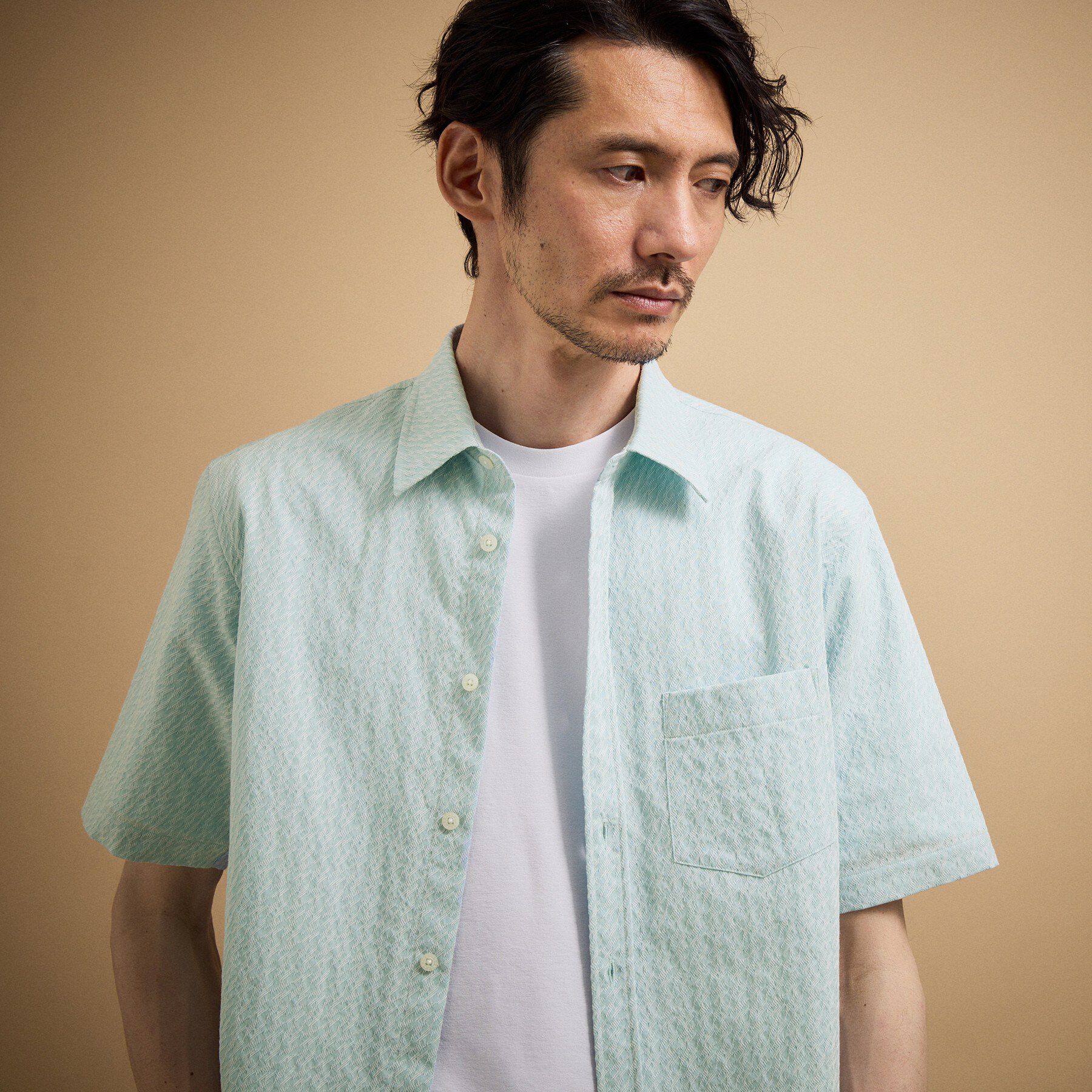 TAKEO KIKUCHI「播州織り 千鳥 半袖シャツ」|シャツ・ブラウス|