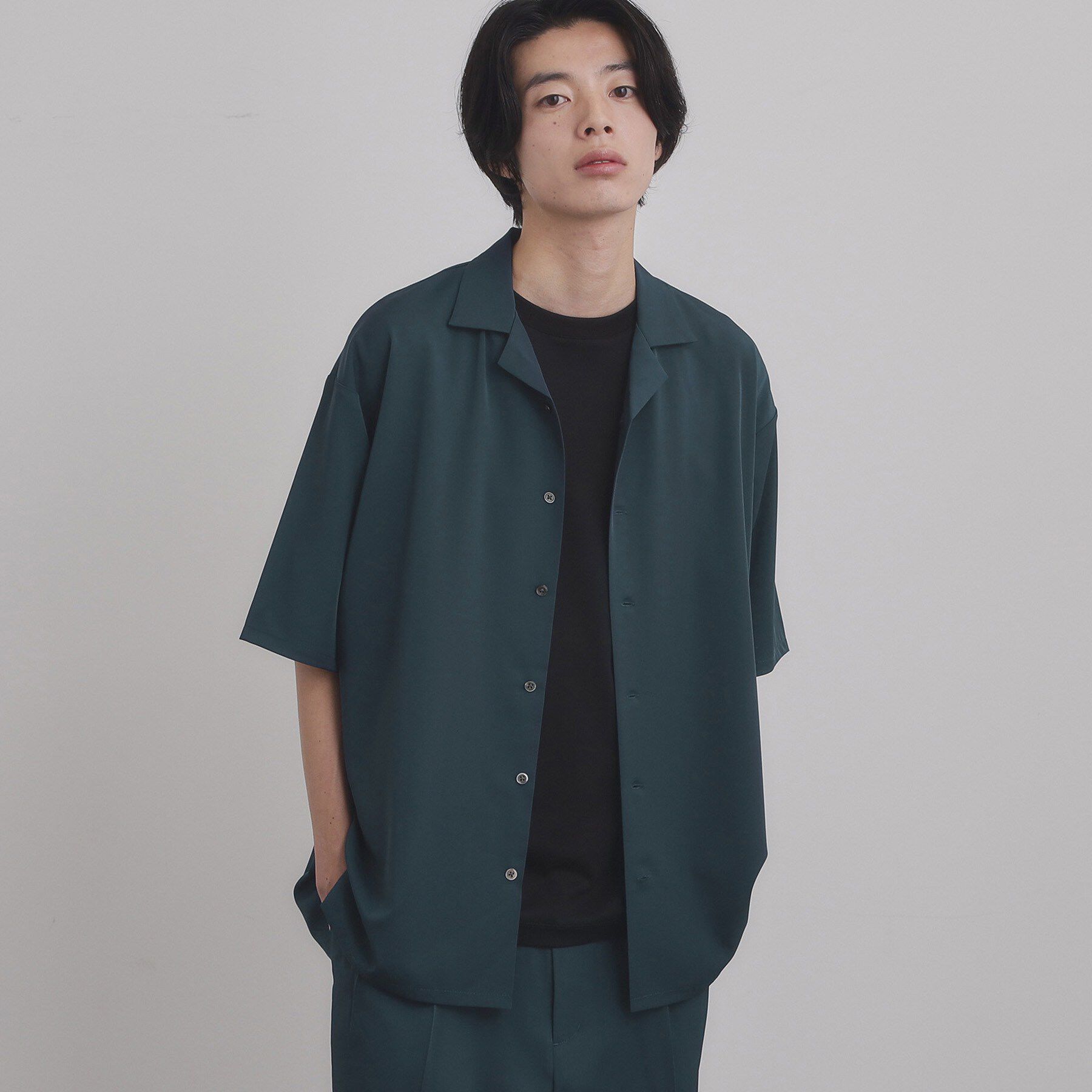 tk.TAKEO KIKUCHI「【暑い夏に最適！】ルーズトロミシャツセットアップ/上下2点セット/接触冷感/ストレッチ/洗える/オー」|スーツ|