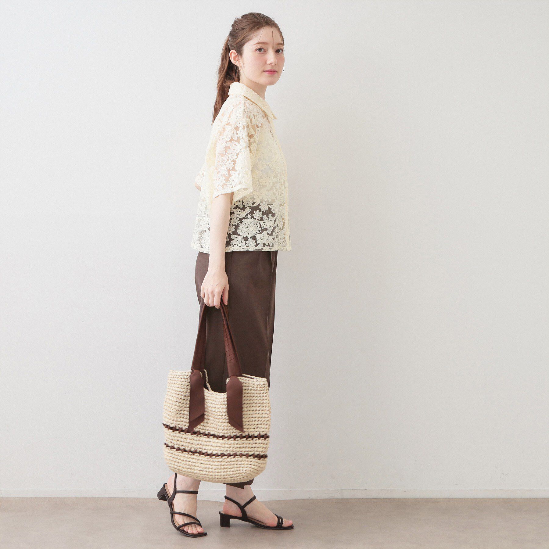 index「フラワー刺繍シアーシャツ【洗濯機OK／イージーアイロン】」|シャツ・ブラウス|