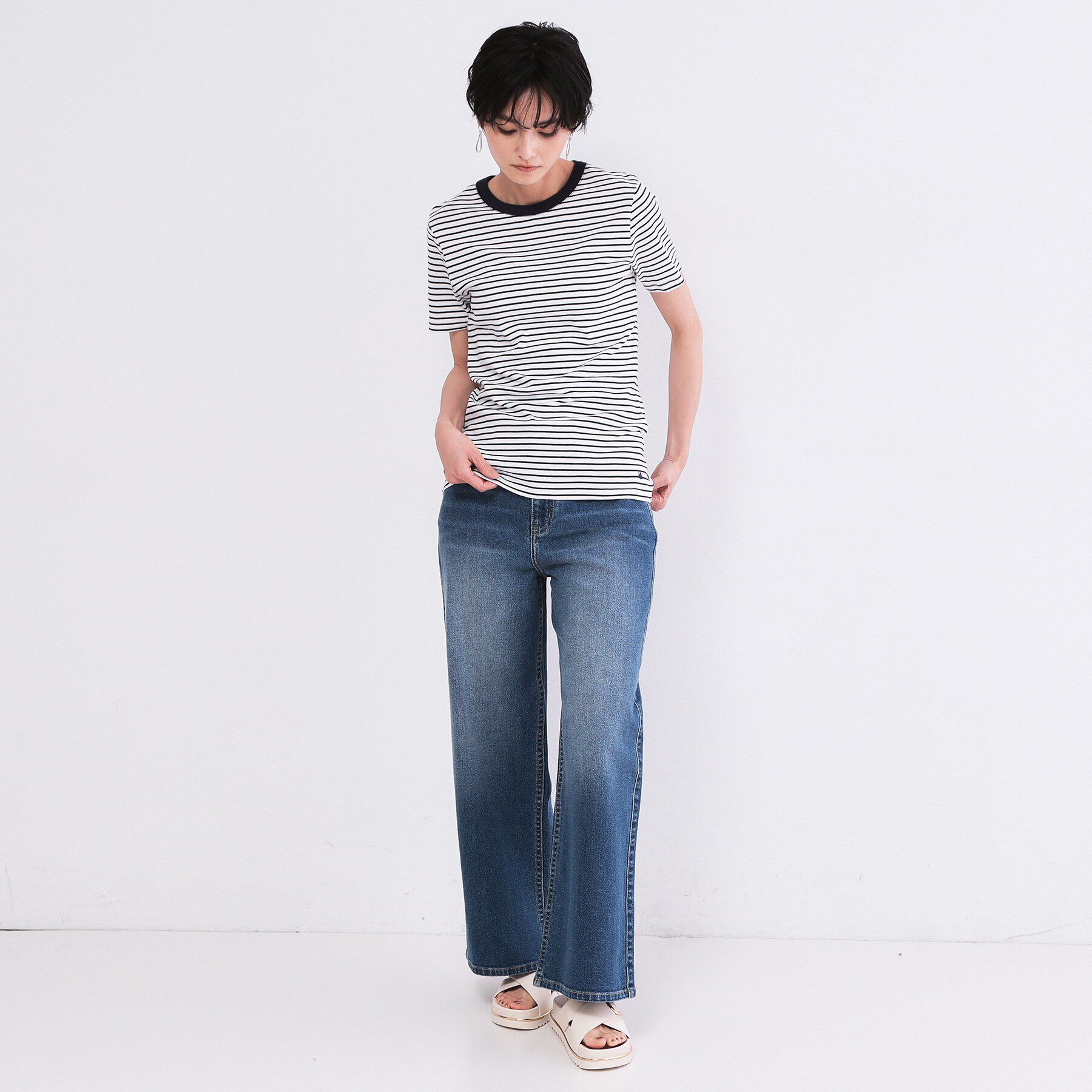 OPAQUE.CLIP「【PETIT BATEAU／プチバトー】ミニマリニエールクルーネック半袖Tシャツ」|Tシャツ・カットソー|