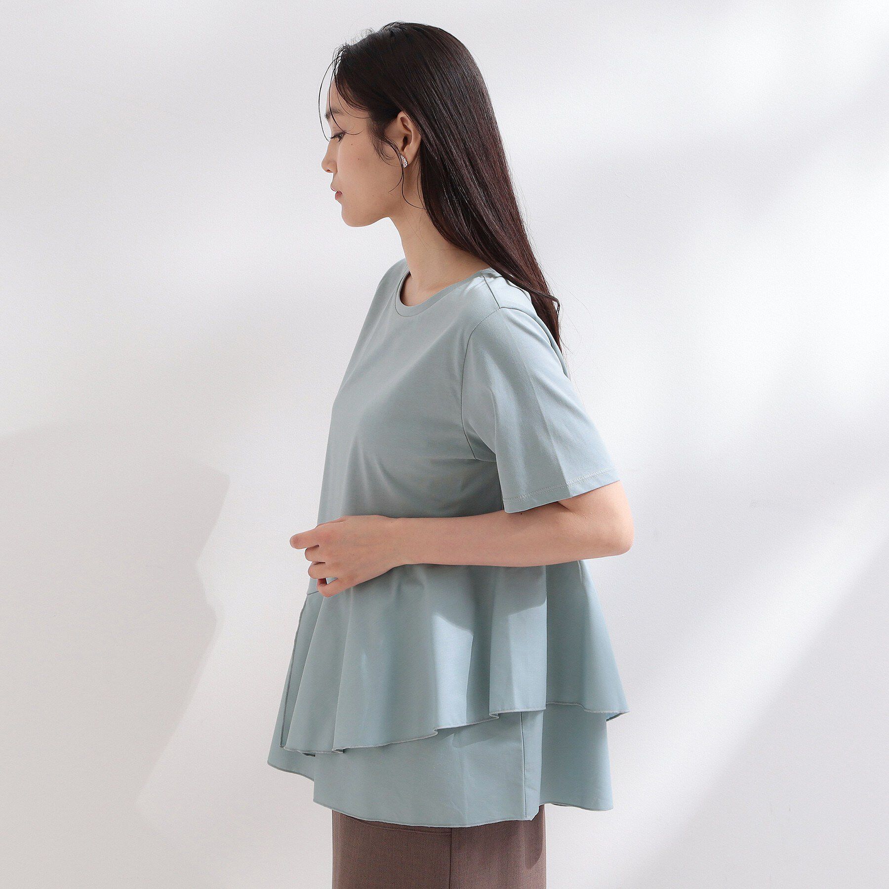 OPAQUE.CLIP「ペプラムドッキングカットソー【洗濯機OK】」|Tシャツ・カットソー|