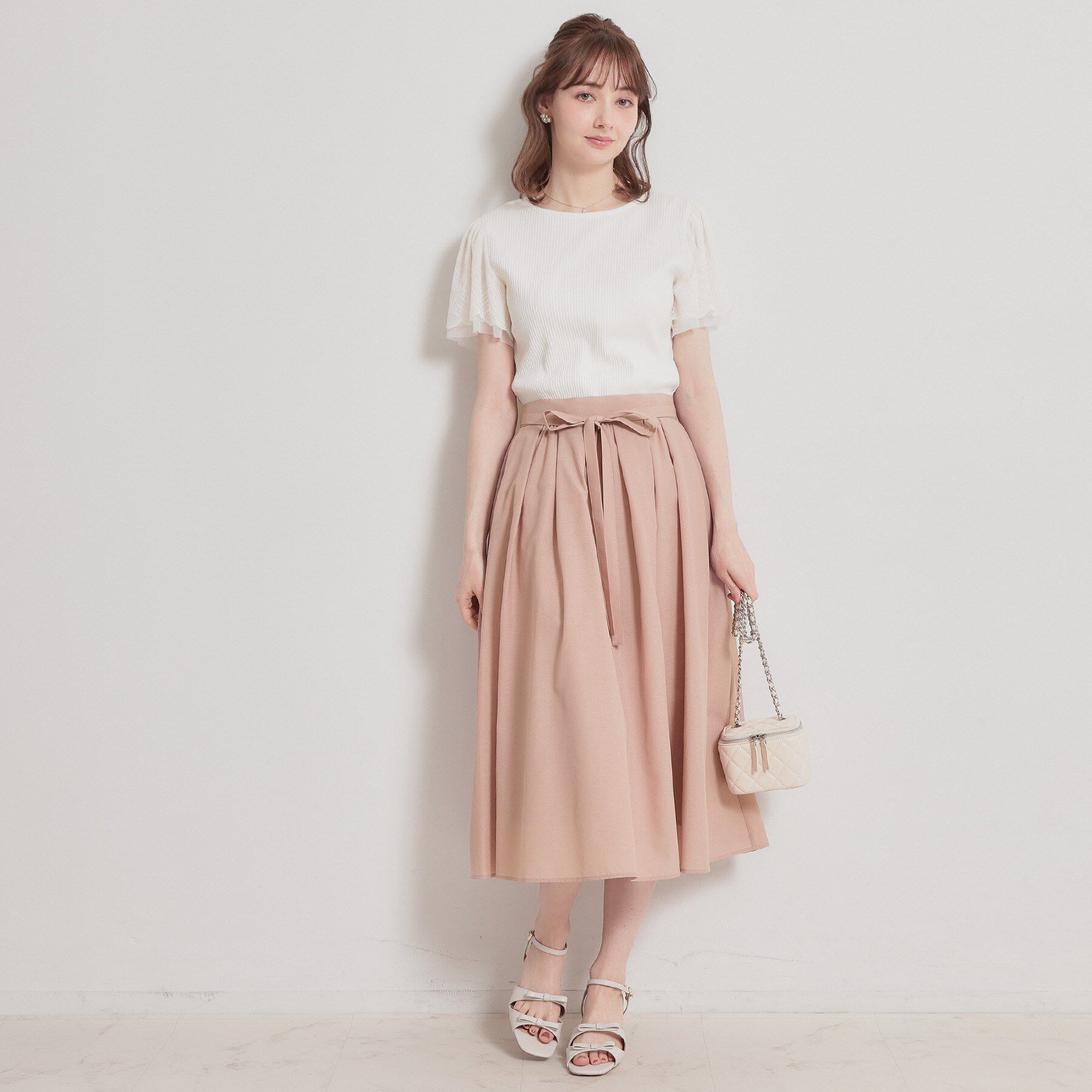 Couture broach「【洗える】パレットボイル 細リボン付きスカート」|スカート|
