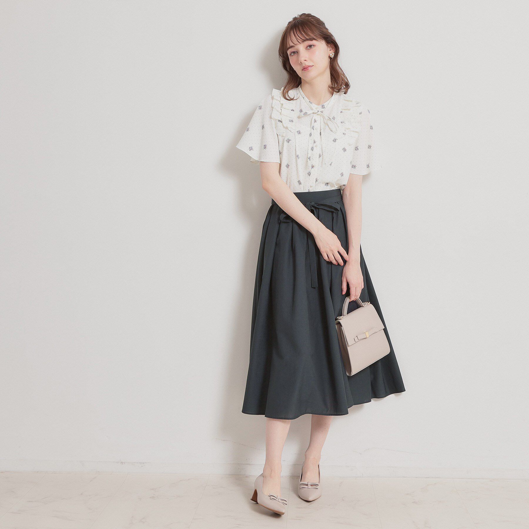 Couture broach「【洗える】パレットボイル 細リボン付きスカート」|スカート|