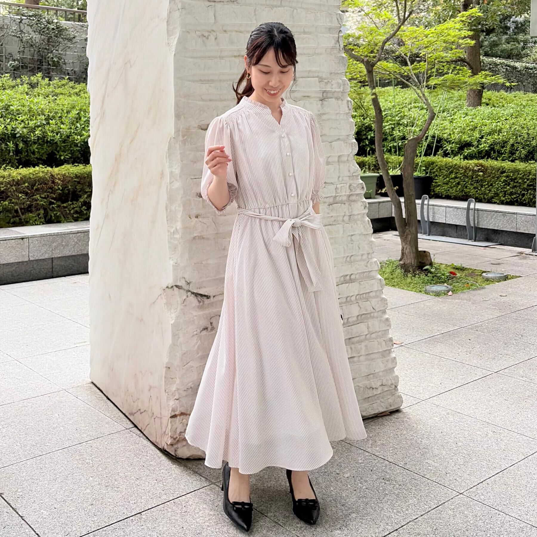 Couture broach「【洗える】シアーストライプ ワンピース」|ワンピース|