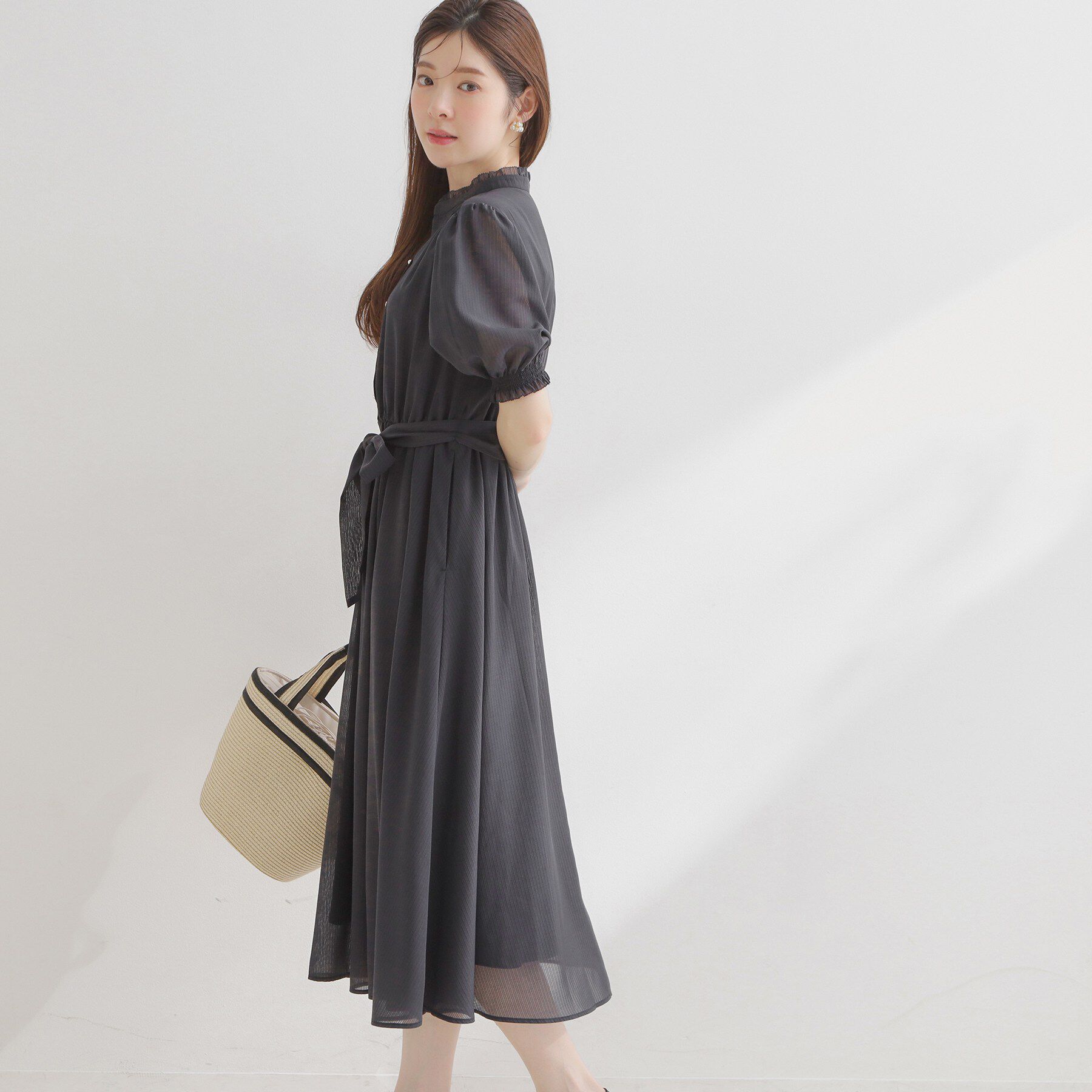 Couture broach「【洗える】シアーストライプ ワンピース」|ワンピース|