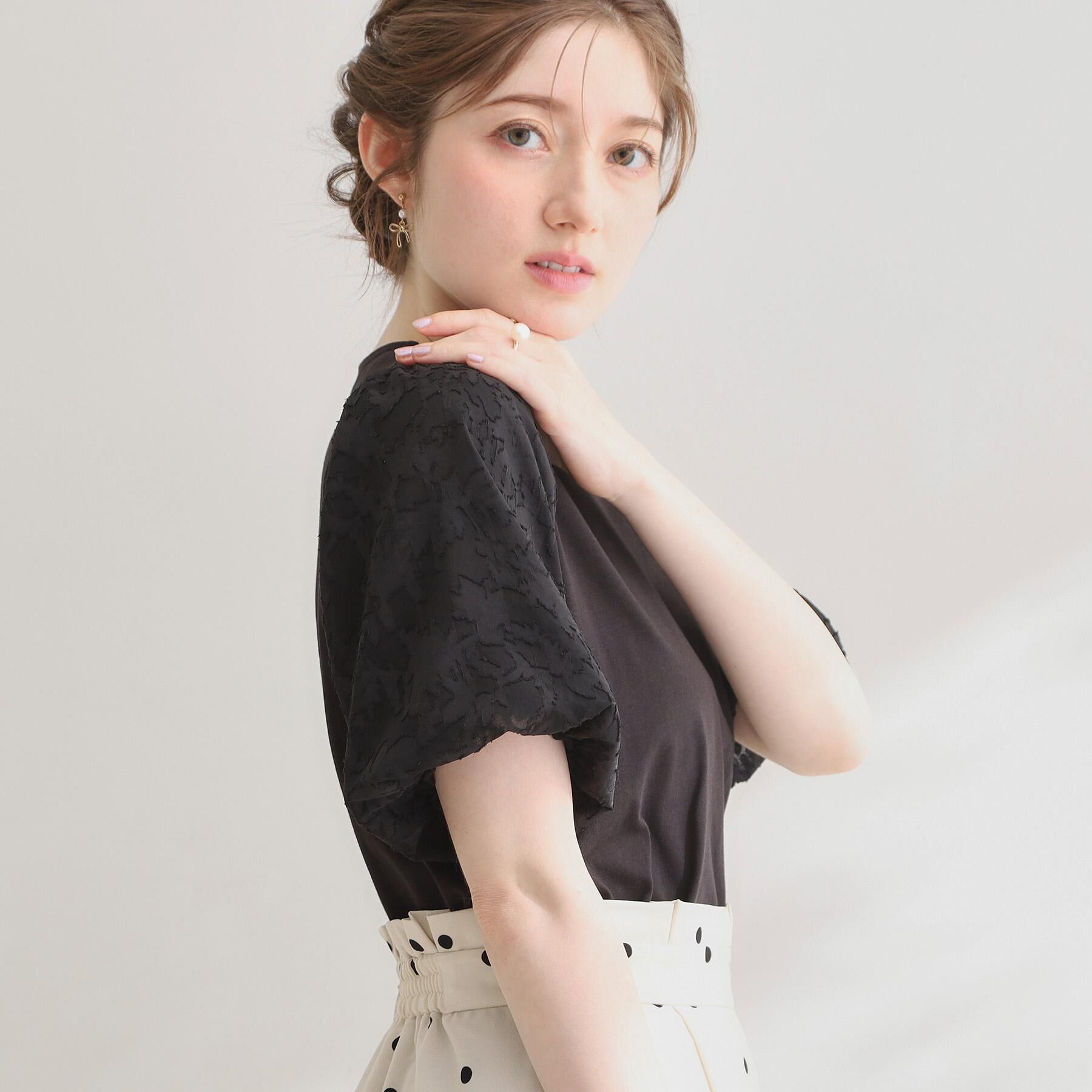 Couture broach「【接触冷感・UVカット・洗える】バルーンスリーブ トップス」|Tシャツ・カットソー|