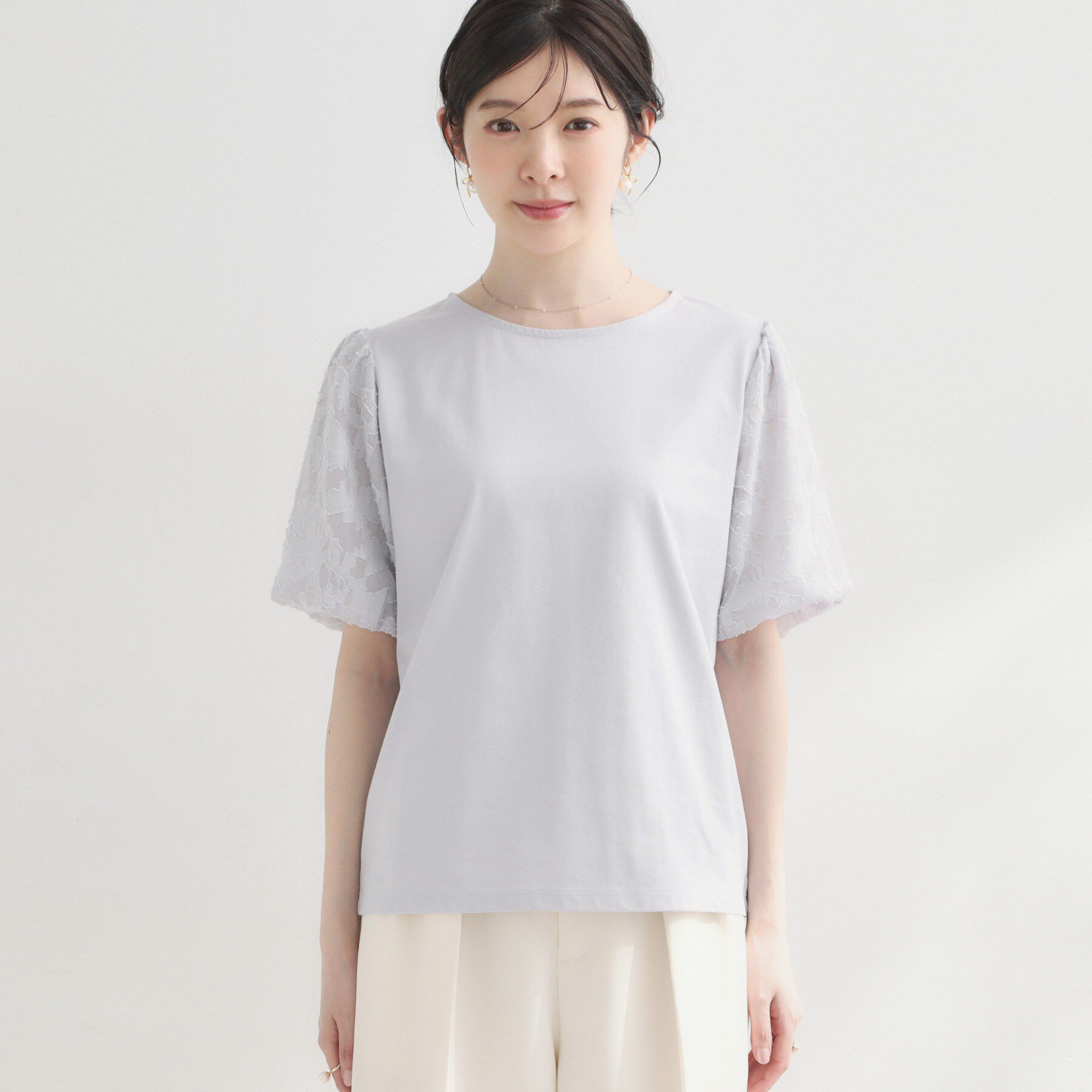 Couture broach「【接触冷感・UVカット・洗える】バルーンスリーブ トップス」|Tシャツ・カットソー|